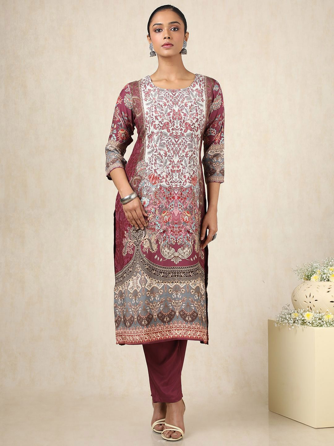 Dhiyona SO Women's Women Ethnic Motifs Printed Regular Pure Cotton Kurta with Trousers & With Dupatta