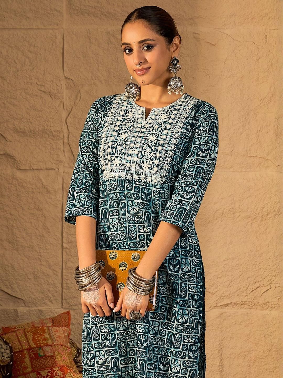 Dhiyona IE Embroidered Pure Cotton Tunic With Trouser