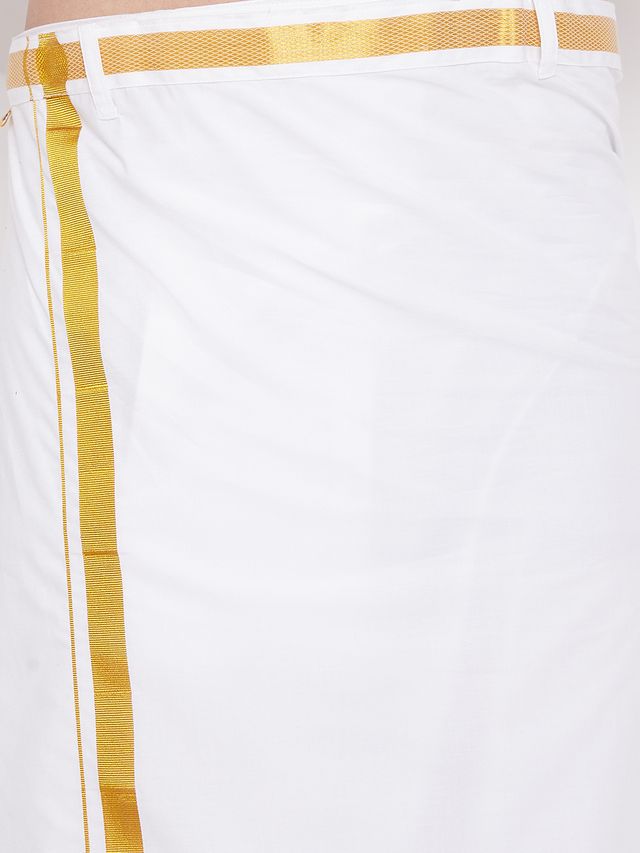 Men's Green Silk Blend Straight Shirt And Mundu