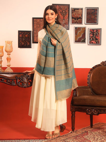 Dhiyona PA Striped Printed Woolen Reversible Shawl