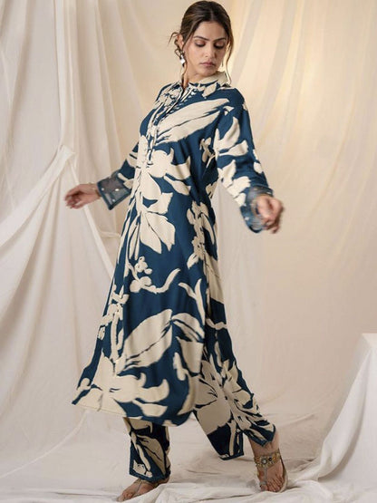 Floral Printed Straight Kurta with Palazzos
