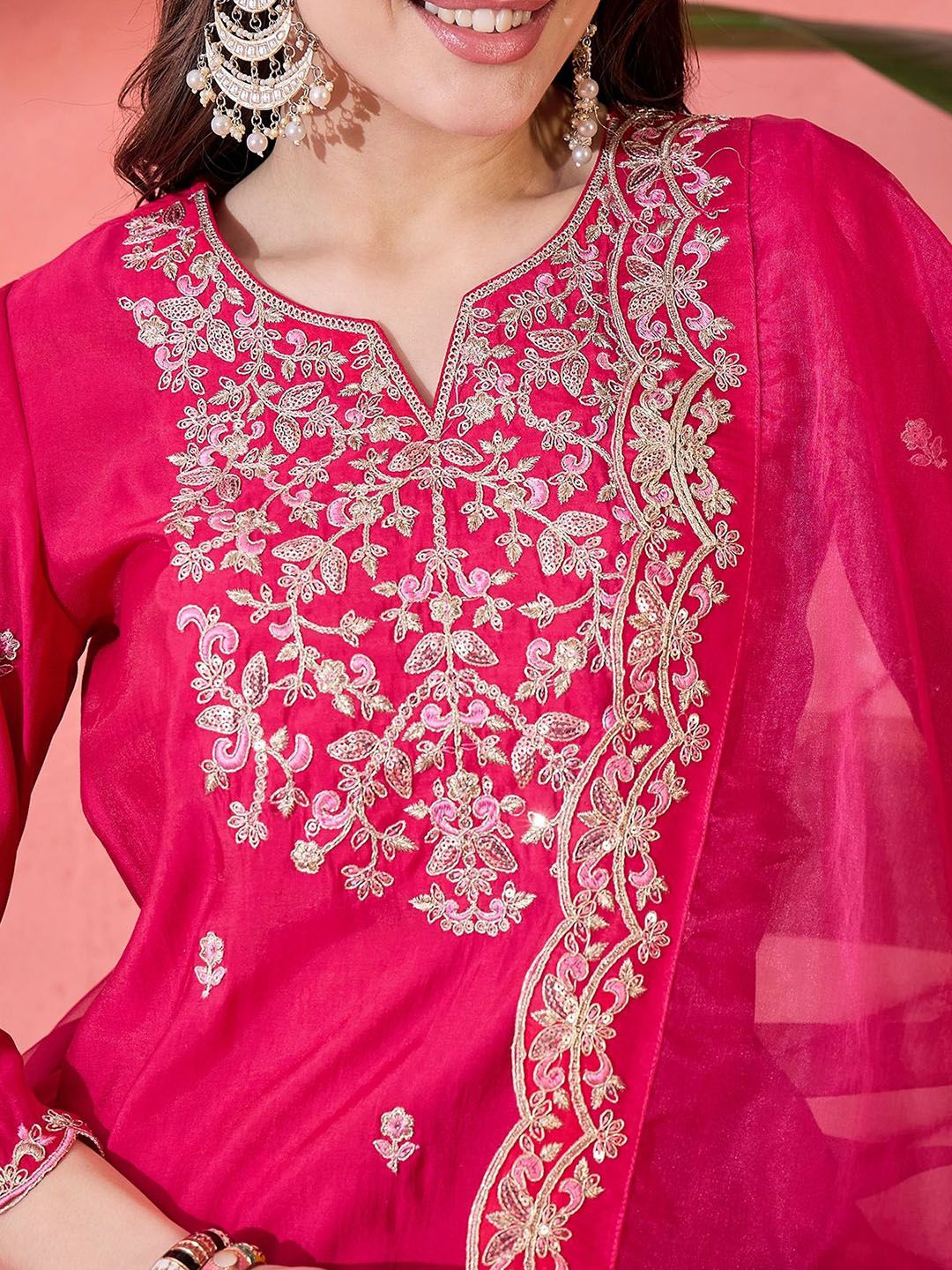 Dhiyona SN Women's Solid Embroidered Kurta with Pyjama & Dupatta