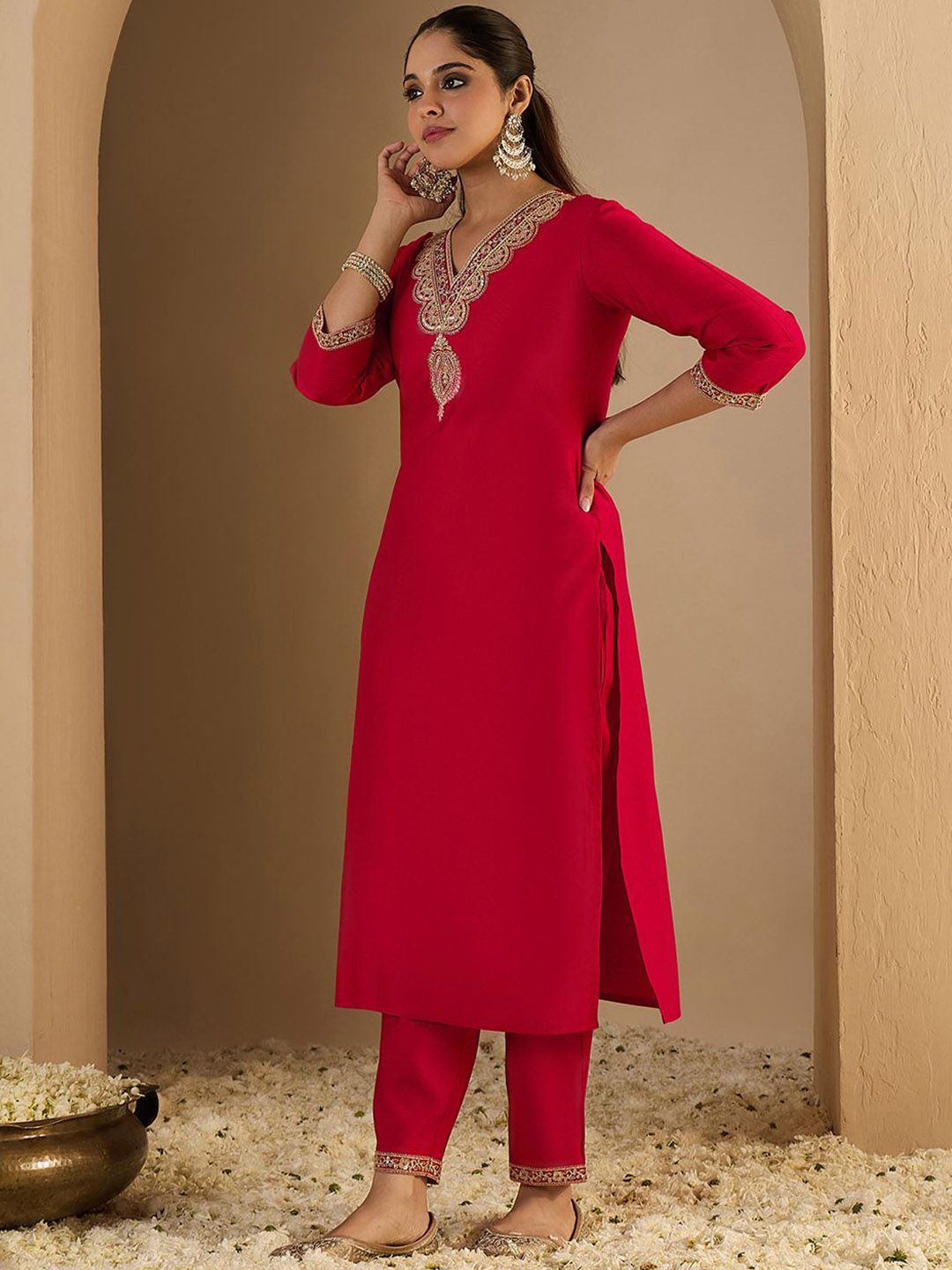 Dhiyona IE Embroidered Liva Tunic With Trousers