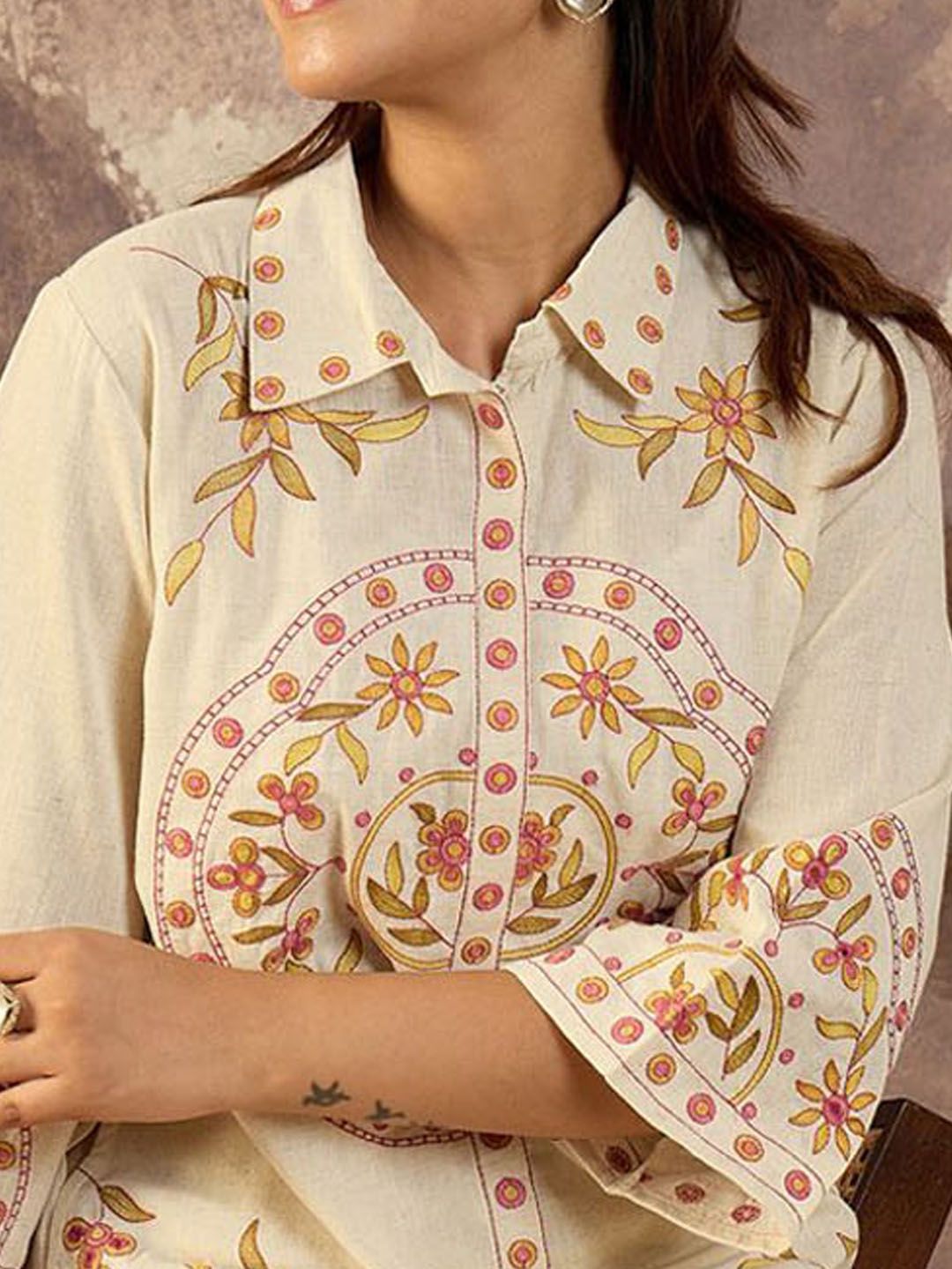 Women Ethnic Motifs Printed Cotton A-Line Kurta with Trousers