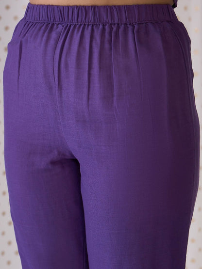 Ethnic Motifs Embroidered Pure Cotton A-Line Kurta Trousers & Dupatta