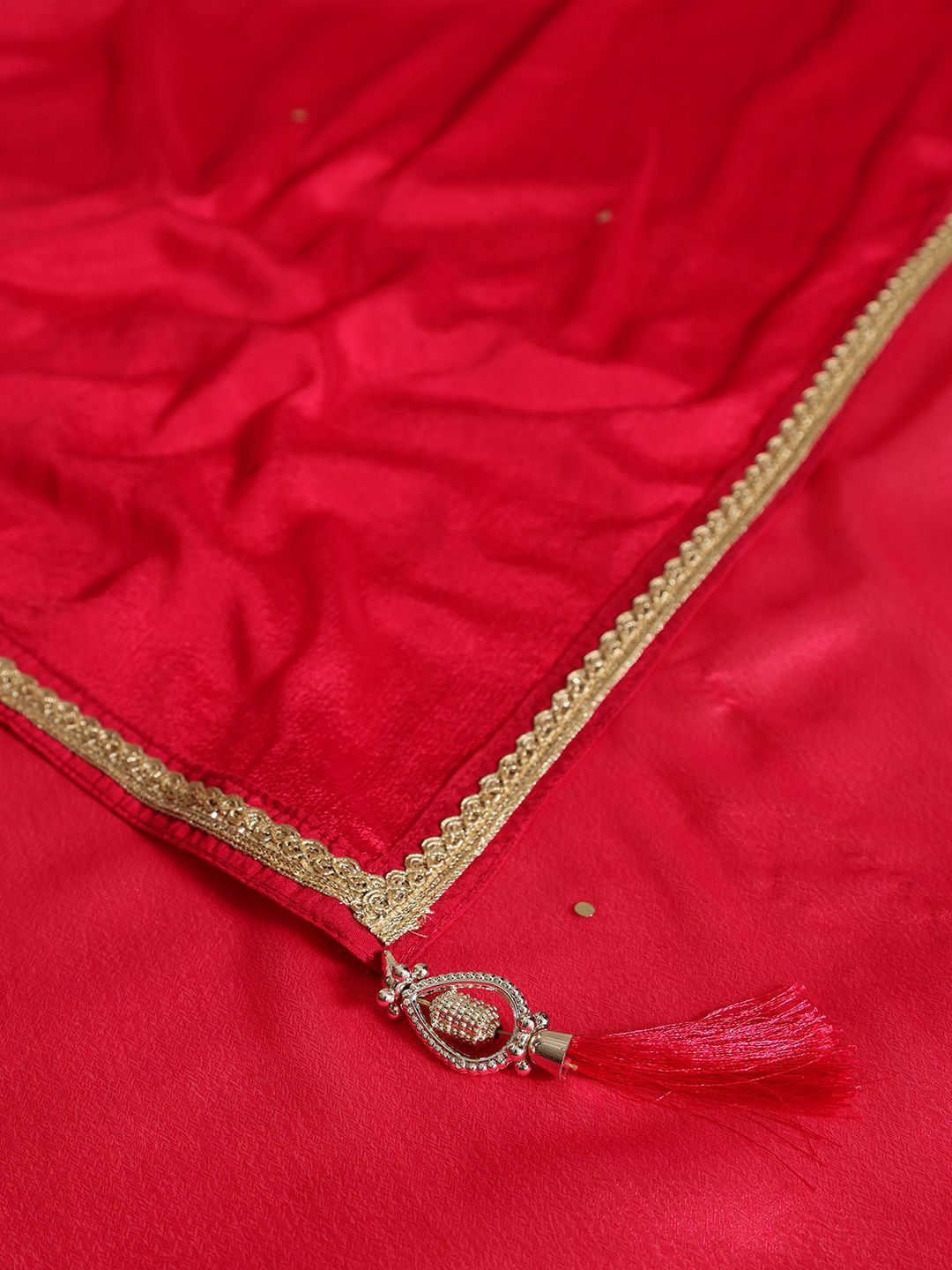 Dhiyona SO Women's Alina Cut Polka Dots Woven Design Sequinned Tissue A-Line Kurta With Palazzos & Dupatta