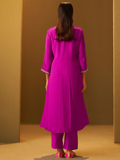 Women Floral Embroidered A-Line Kurta with Trousers