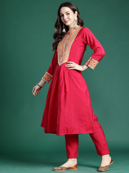 Dhiyona IE Embroidered A-Line Tunic & Trousers Co-Ord Set