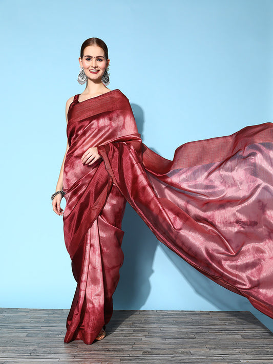 Women's Cotton Silk Mauve Printed Celebrity Saree With Blouse Piece