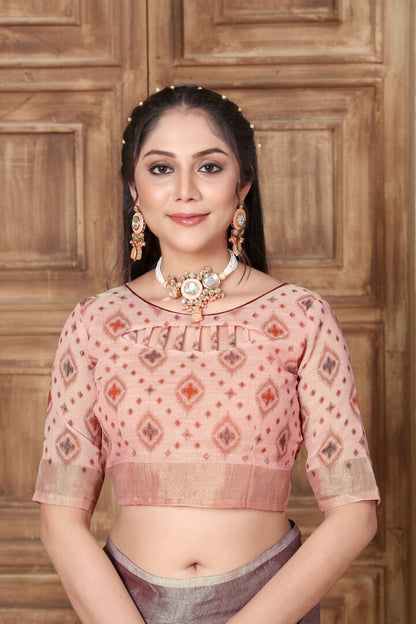 Dhiyona GR Women's Glory Opera Mauve Soft Linen Solid Woven Saree