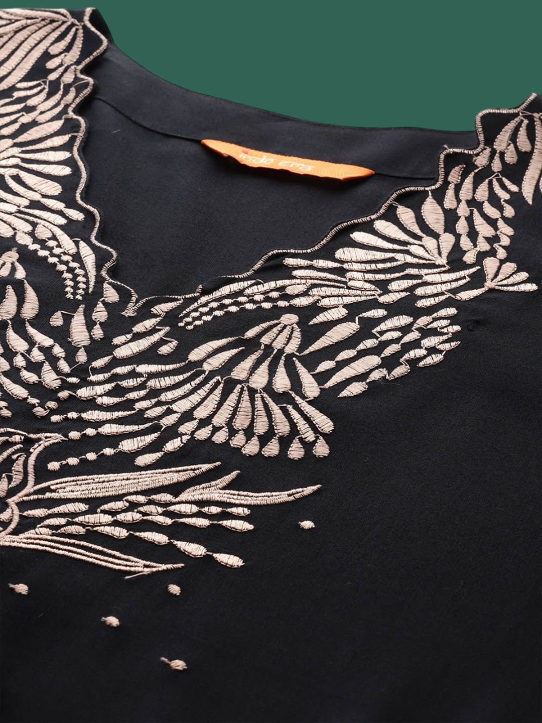 Dhiyona IE Embroidered Three-Quarter Sleeves A-Line Tunic With Palazzo