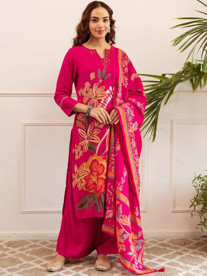 Women Floral Printed Kurta with Palazzos & Dupatta