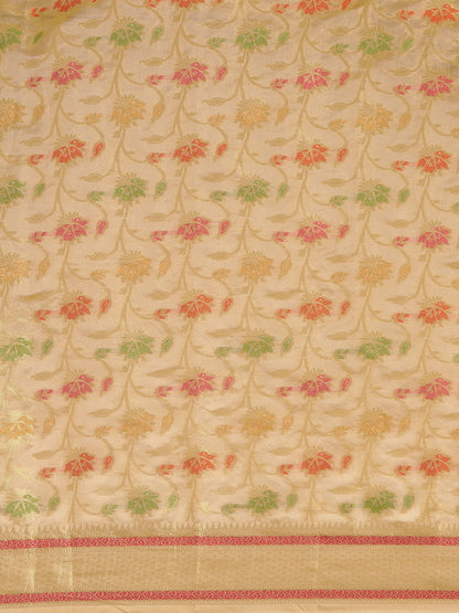 Dhiyona GR Women's Gulmohar Beige Organza Saree