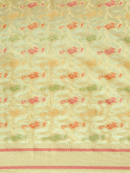 Dhiyona GR Women's Gulmohar Pista Green Organza Saree