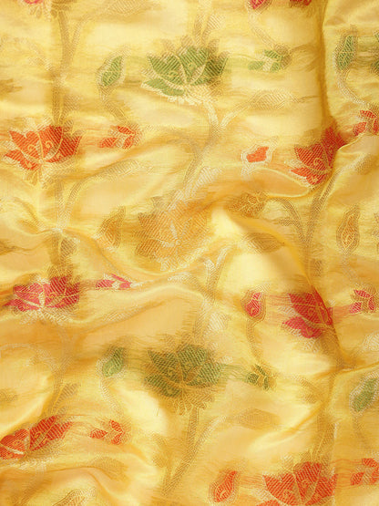 Dhiyona GR Women's Gulmohar Corn Yellow Organza Saree