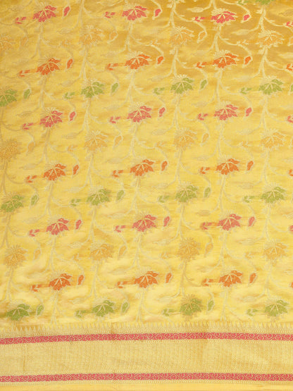 Dhiyona GR Women's Gulmohar Corn Yellow Organza Saree