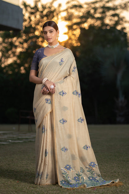 Dhiyona GR Women's Gulshan Twitch Purple Woven Handloom Soft Modal Silk Saree