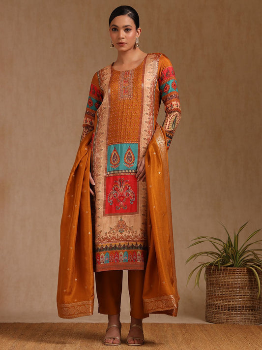 Dhiyona SO Women's Women Printed Regular Beads and Stones Kurta with Trousers & With Dupatta