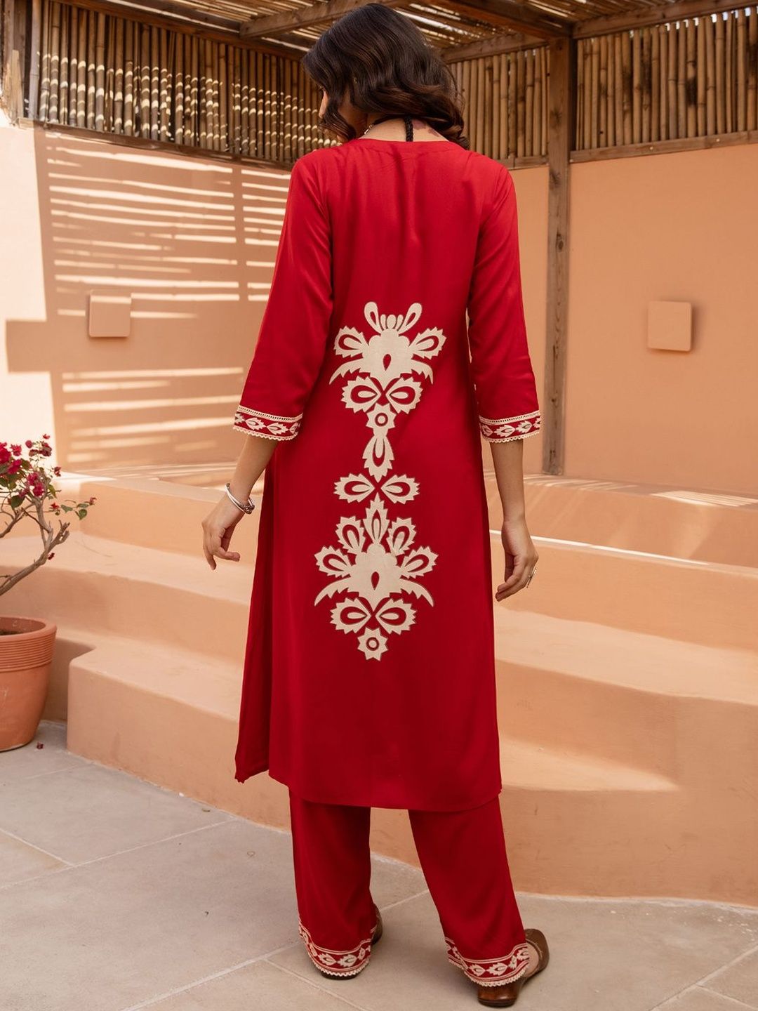 Women Ethnic Motifs Embroidered A-Line Kurta with Palazzos