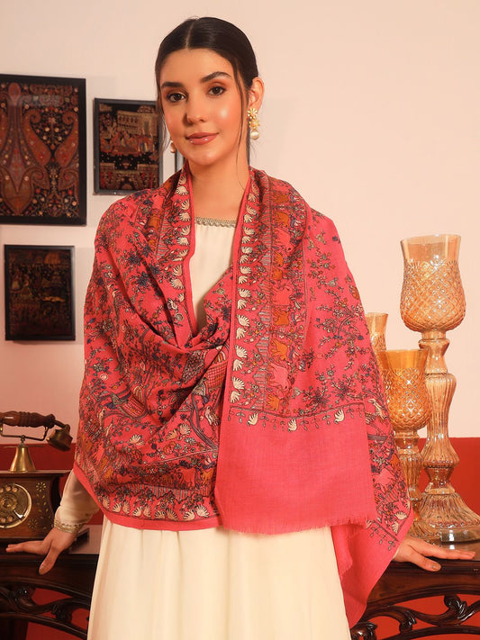 Dhiyona PA Ethnic Motifs Embroidered Woollen Shawl