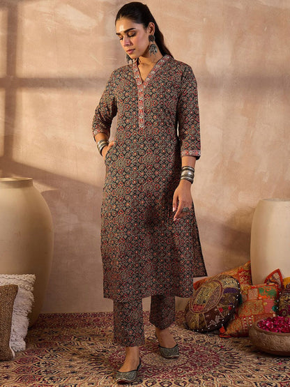 Dhiyona IE Printed Pure Cotton Tunic With Trousers