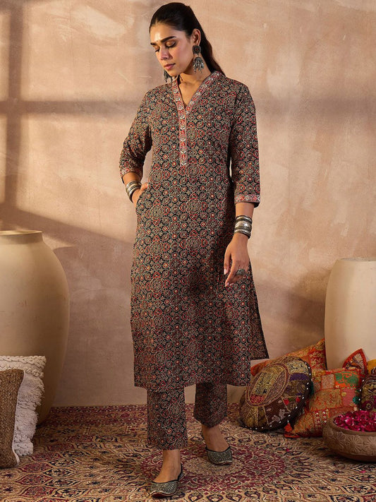 Dhiyona IE Printed Pure Cotton Tunic With Trousers