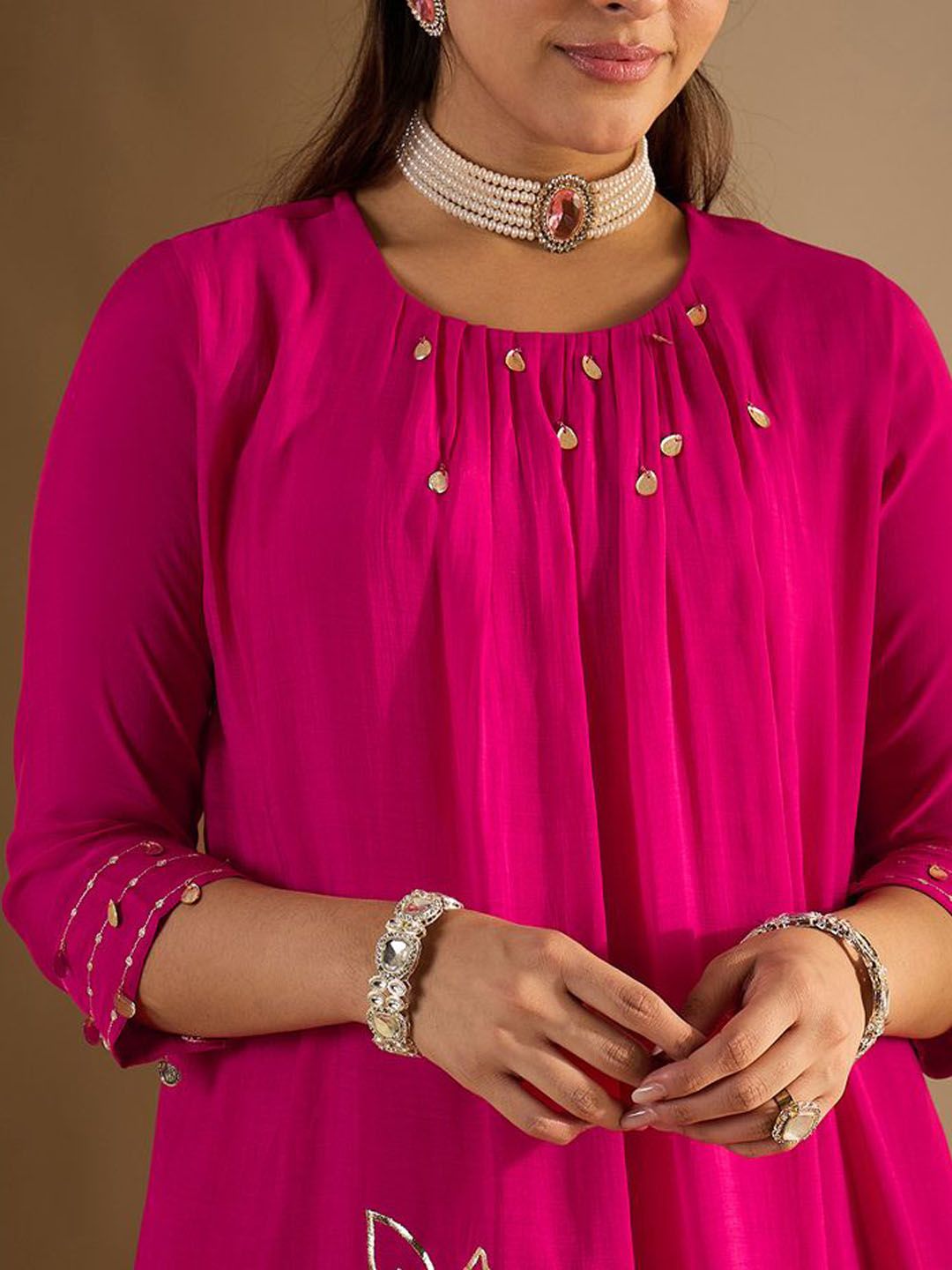 Dhiyona IE Women's Women Floral Printed A-Line Kurta with Trousers