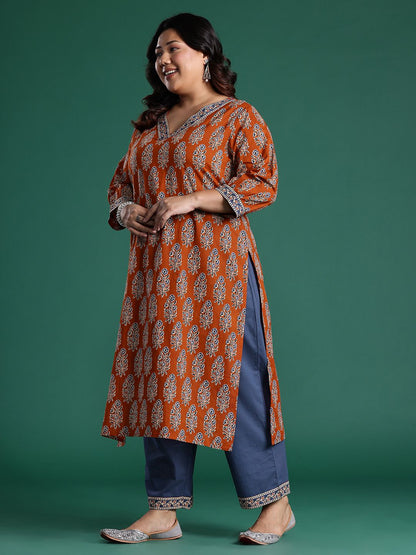 Plus Size Printed Regular Kurta with Palazzos & Dupatta
