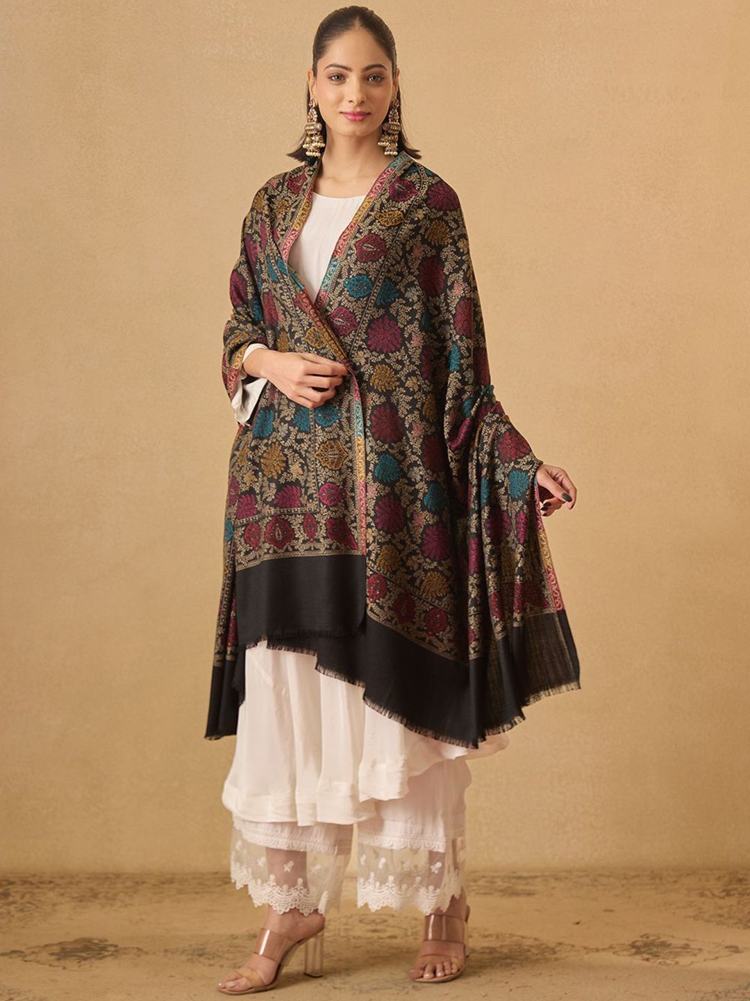 Dhiyona PA Women Floral Woven Design Shawl