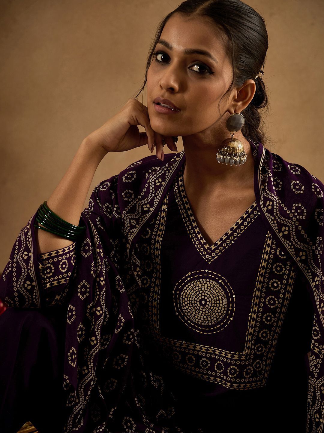 Floral Printed Pure Cotton Straight Kurta With Trousers & Dupatta