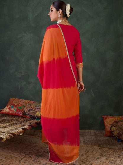 Ethnic Motifs Embroidered Straight Thread Work Kurta With Trouser & Dupatta