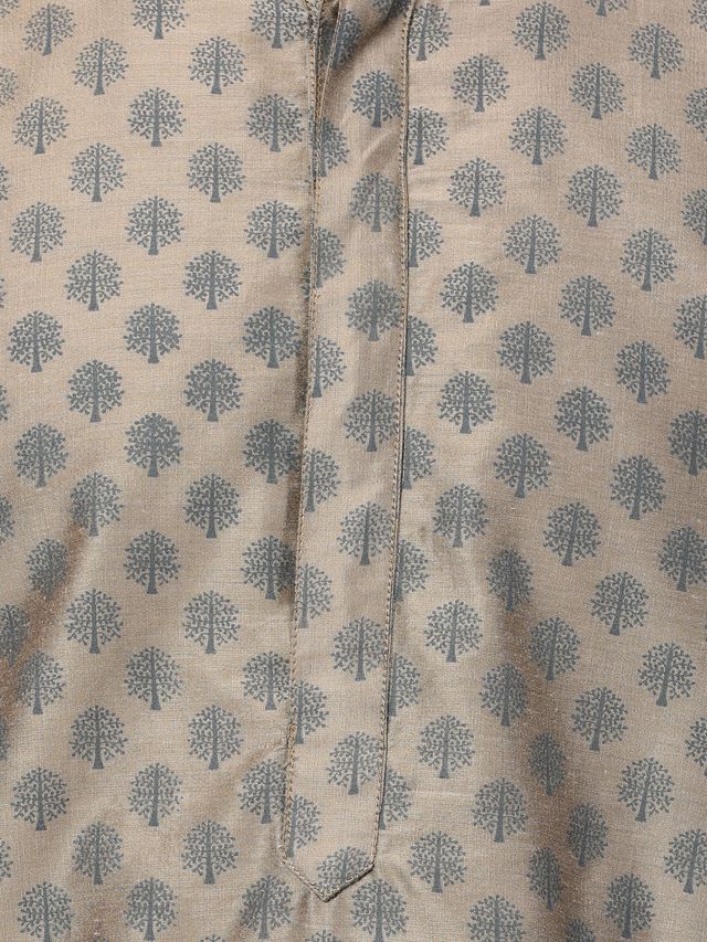 Men's Chiku Cotton Blend Straight Kurta Pyjama Set