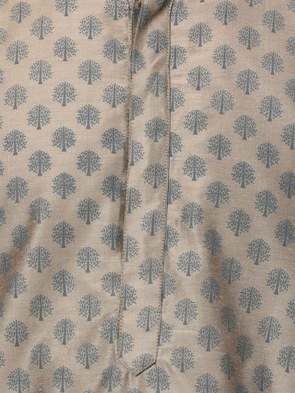Men's Chiku Cotton Blend Straight Kurta Pyjama Set
