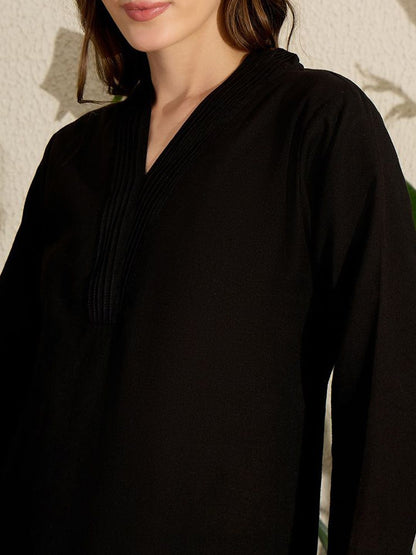 Dhiyona IE INDO ERA Women Pure Cotton Embroidered Straight Kurta with Trousers