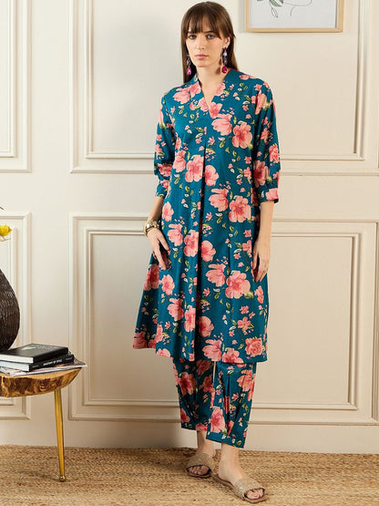 Dhiyona IE Women Teal Kurta Sets