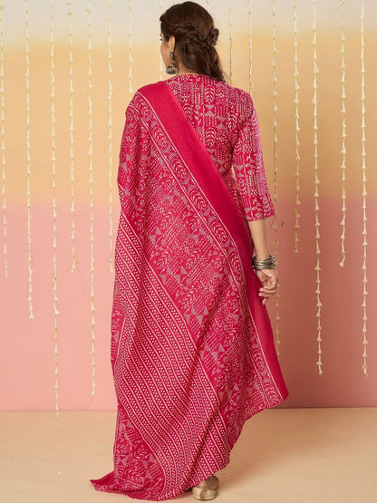 Women Ethnic Motifs Printed Regular Thread Work Pure Cotton Kurta with Trousers & With Dupatta