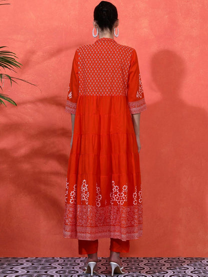 Dhiyona SN Women's Embroidered Pure Cotton A-Line Kurta & Trousers Sets
