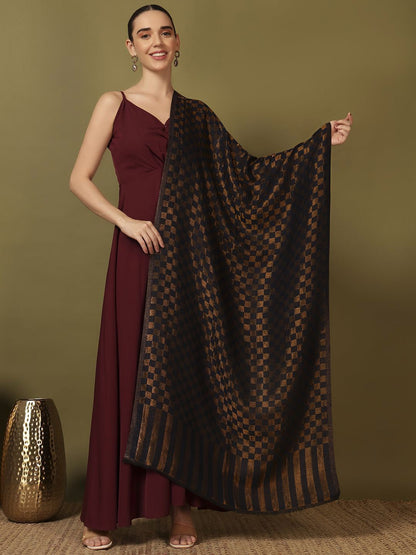 Dhiyona PA Checked Woven Design Shawl
