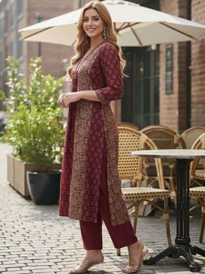 Dhiyona KL Women Ethnic Motifs Printed Regular Kurta with Trousers & With Dupatta