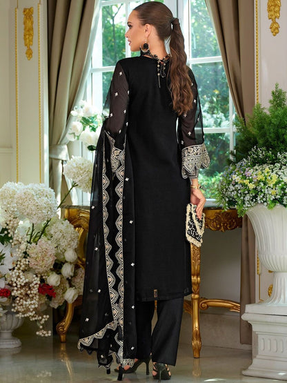 Ethnic Motifs Embroidered V-Neck Thread Work Kurta With Trousers & Dupatta