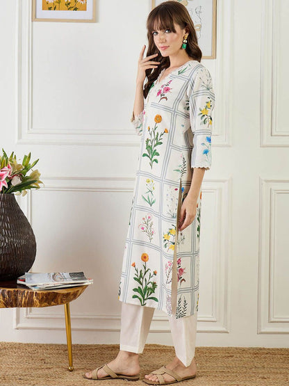 Dhiyona IE Printed Linen Tunic With Trousers Co-Ords