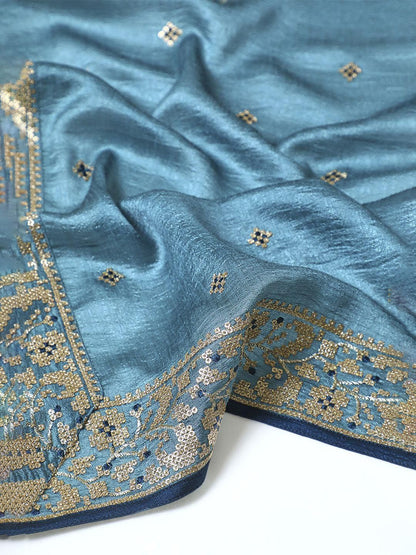 Dhiyona SO Women's Floral Embroidered Regular Sequinned Anarkali Kurta with Trousers & Dupatta