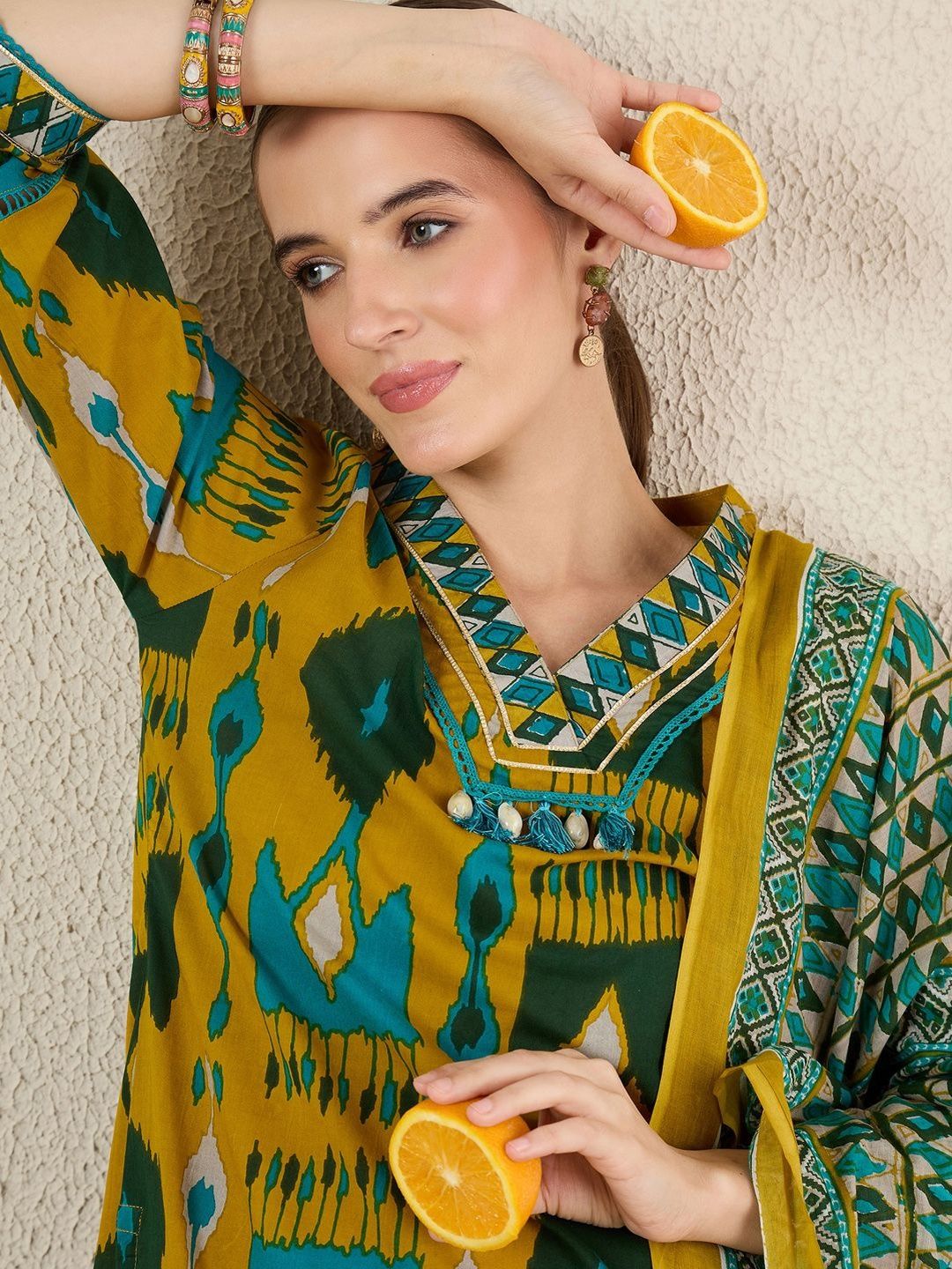 Women Ethnic Motifs Printed Regular Pure Cotton Kurta with Salwar & With Dupatta