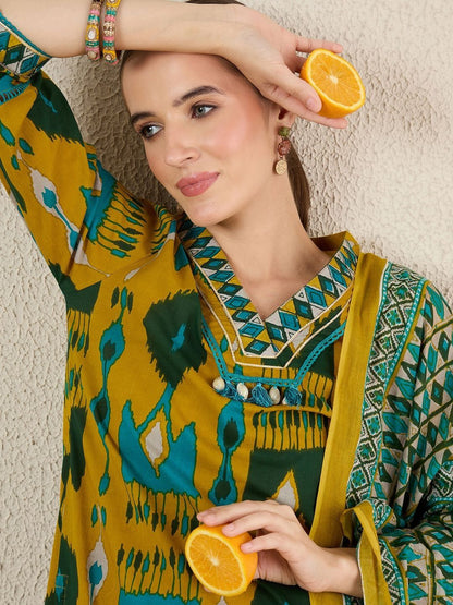 Women Ethnic Motifs Printed Regular Pure Cotton Kurta with Salwar & With Dupatta