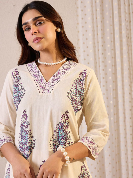 Dhiyona IE Printed Pure Cotton Tunic With Palazzo
