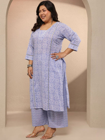 Dhiyona Women's Plus Size Ethnic Motifs Printed Kurta with Palazzos & With Dupatta