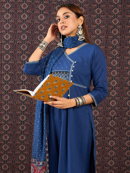 Women Ethnic Motifs Printed Pure Cotton Kurta with Trouser & Dupatta