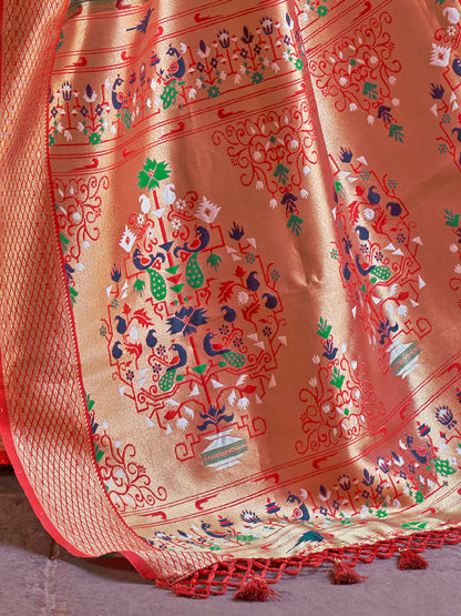 Women's Silk Blend Light Green Woven Design Designer Saree With Blouse Piece