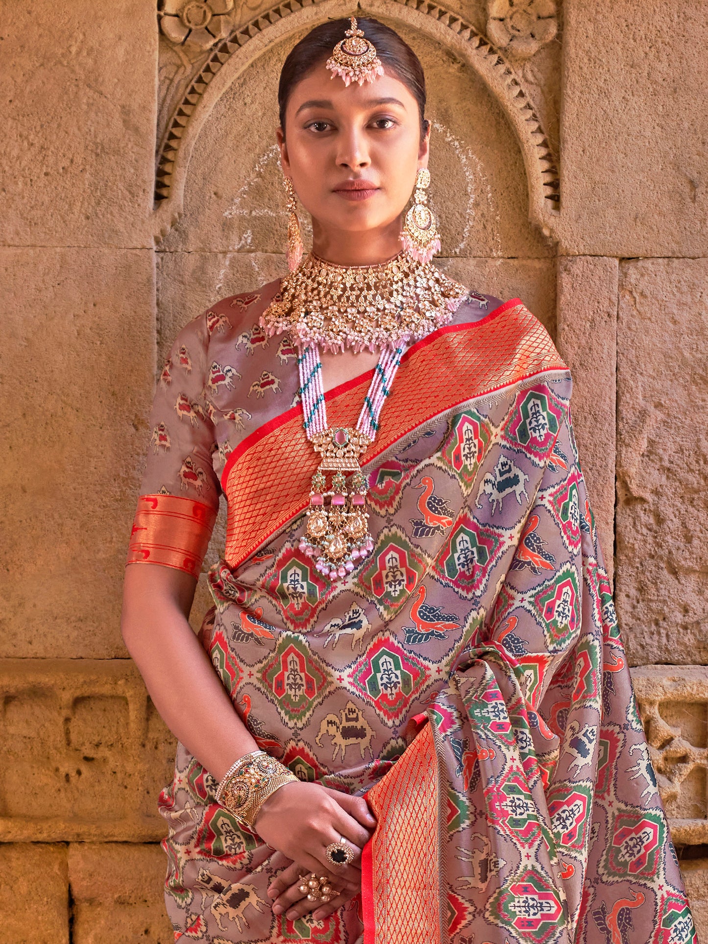 Women's Silk Blend Brown Woven Design Designer Saree With Blouse Piece