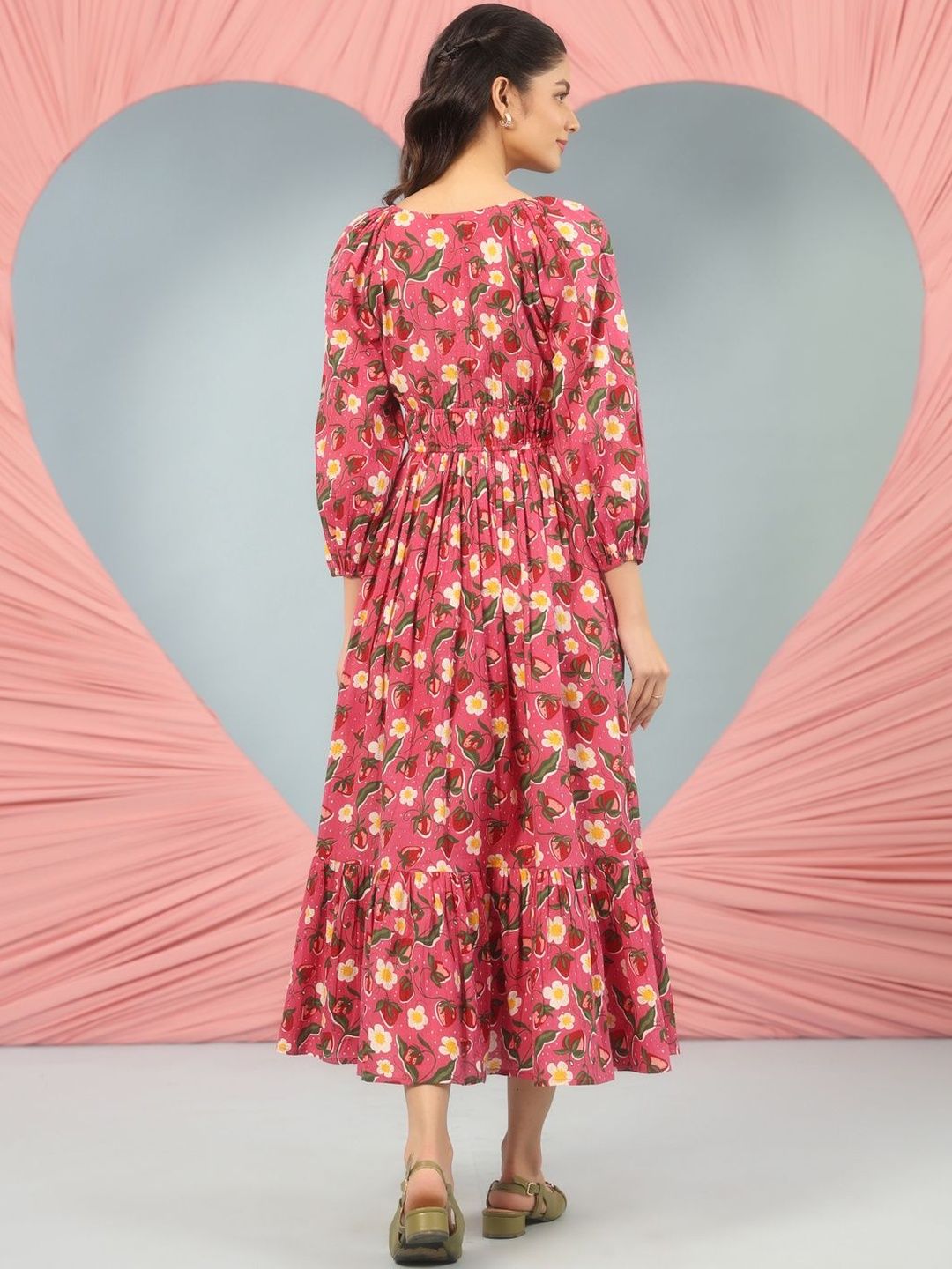 Dhiyona AY Women's Printed Cotton Fit & Flared Ethnic Dresses
